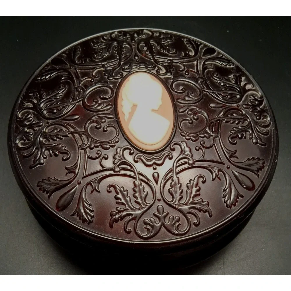 Vintage Avon Cameo Powder Compact with Ornate Design 